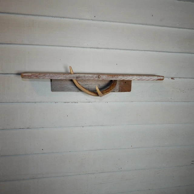 Rustic Antique Barn Wood Antler Shelf