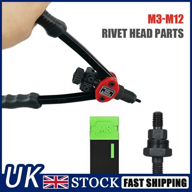 Rivets Nuts Insert Flat Head Threaded for Hand Riveter Gun Tools (M8)