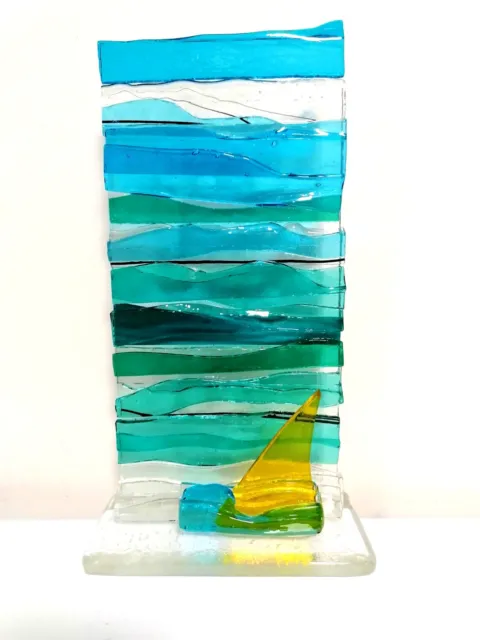Fused Glass Handmade Beach Sea Scene
