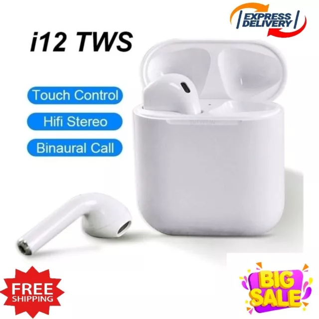 Bluetooth i12 Wireless Earphones, Wireless, TWS White NEW ❤️