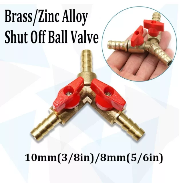 Valve à bille d'arrêt polyvalente or + rouge 8 mm Y 3 voies pour raccords de t