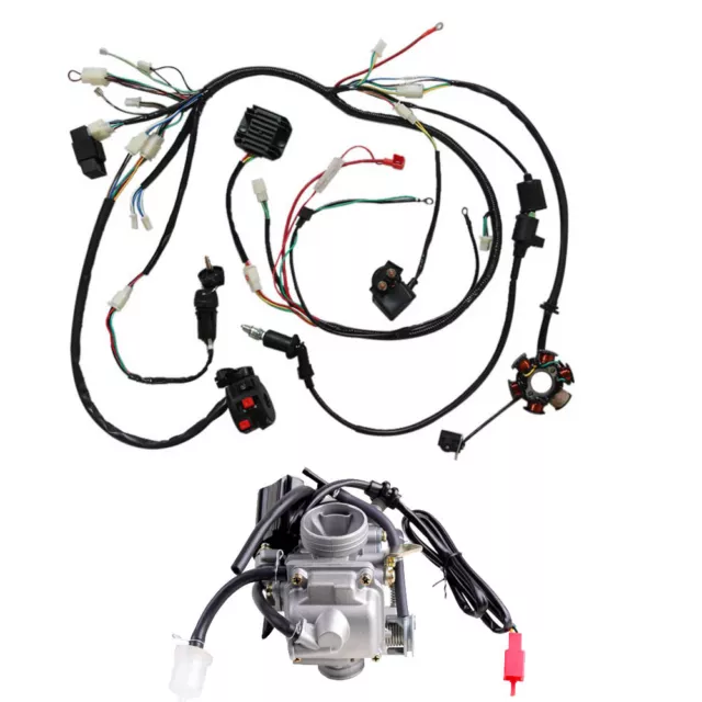 Wiring Harness Carburetor Kit For GY6 125CC 150CC Engine Moped Scooter ATV Buggy