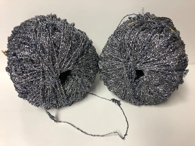 Lot De 5 Pelotes De Laine Lurex Argent/noir - Fabriqué En France, Idéal Pour Tricot Et Crochet
