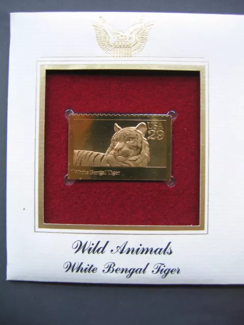 Wild Animals White Bengal Tiger Gold Golden Cover replica FDC Stamp