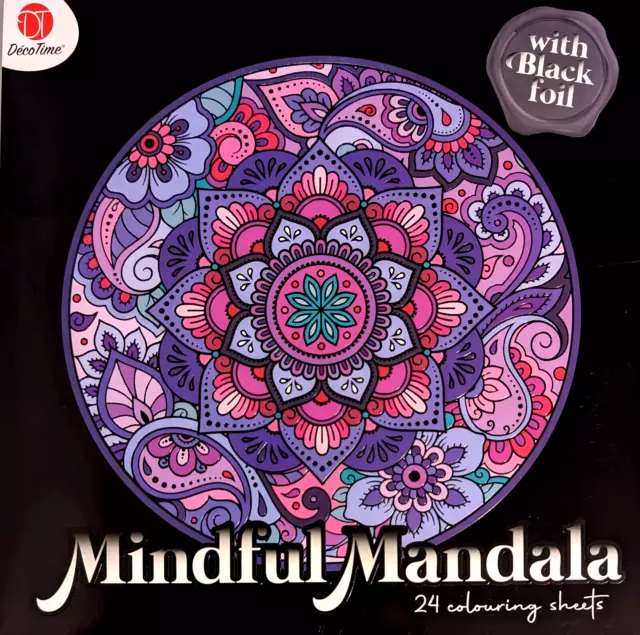Mandala mit schwarzer Folie Malbuch für Erwachsene 24 Motive Ausmalen 25x25 cm