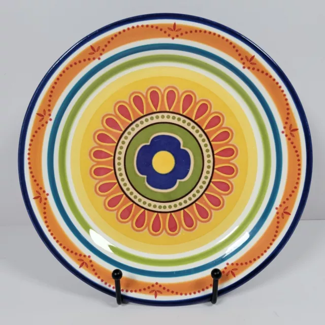 Pier 1 Mexicali Pattern Lunch Salad Plate Yellow Blue Orange 8.75"