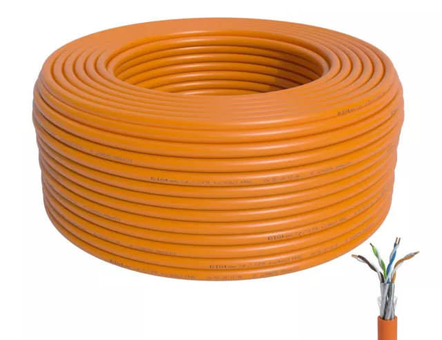 BIGtec 50m CAT.7 Netzwerkkabel Gigabit Verlegekabel Netzwerk CAT7 Kabel orange