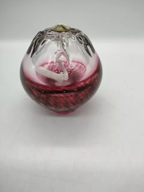 Hand Blown Cranberry & Clear Swirl Art Glass Oil Lamp Signed Tomla Crystal 1998