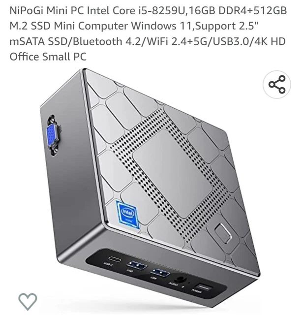 NIPOGI MINI PC Intel Core i5-8259U,16GB DDR4 512GB M.2 SSD Mini Computer  Windows £280.00 PicClick UK