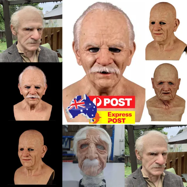 Halloween Disguise Realistic Mask Horror Mask Latex Old Man for Party Masquerade