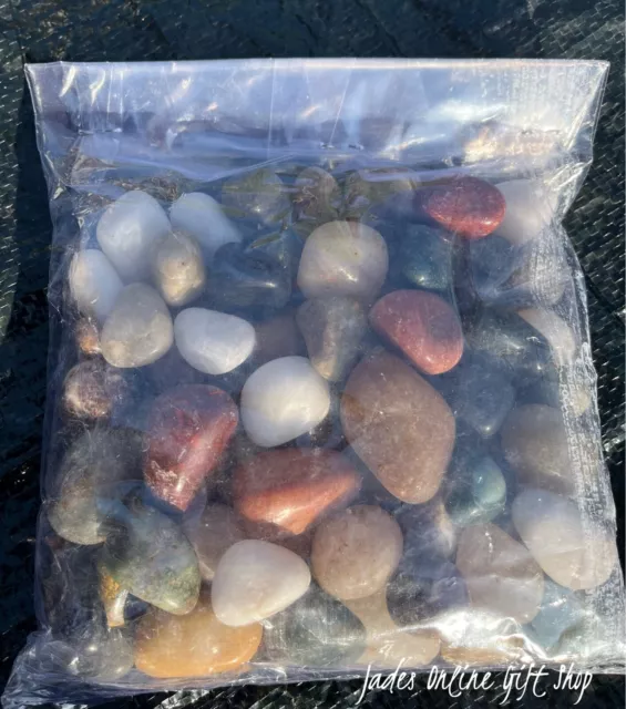 Mixed 1kg Natural Gemstone Pack Approx 60 Stones Average Size Per Stone 20-30mm