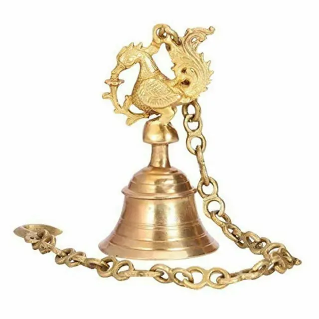 Beautiful Peacock Design Brass Hanging Bell For,Temple, Home Decore & Gifting