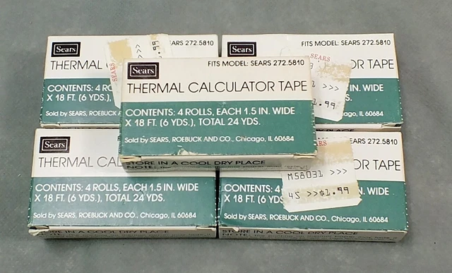 Vintage NOS SEARS THERMAL CALCULATOR TAPE 5 PACKS OF 4