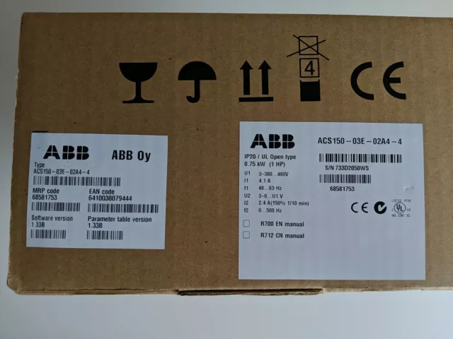 ABB Variable Speed Drive ACS150-03E-02A4-4, 3-Phase In, 0.75 kW, 400 V ac, 2.4 A