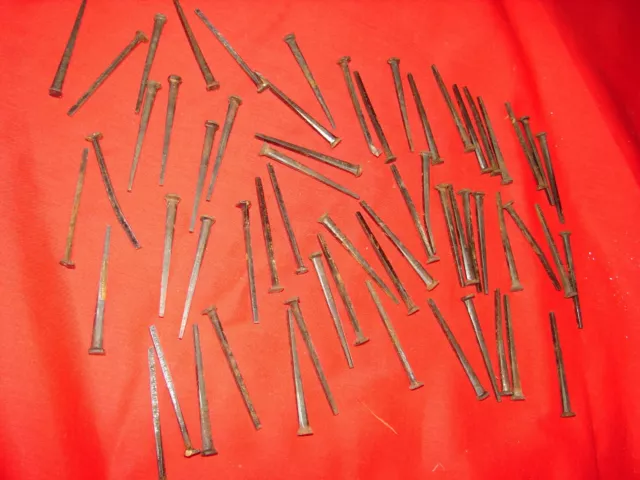 Lot of 59 Antique Square Cut Nails 2 1/2" - SEE PHOTOS 2