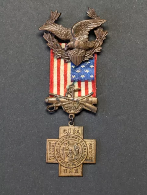 Original Spanish American War Veterans Medal 1898-1902 Numbered 68295 Cuba - USA