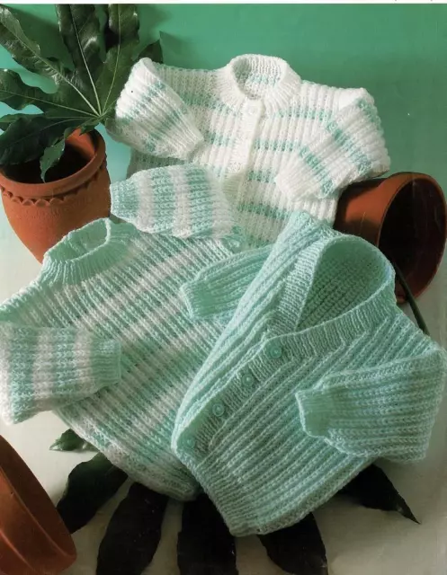 Baby Knitting pattern 8 ply copy Cardigan & Jumper Ribbed Fisherman