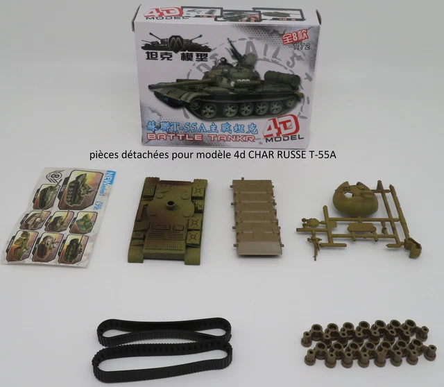 MODEL 4D 1/72 MAQUETTE PIECES DETACHEES pour CHAR RUSSE D'ASSAUT T-55A TANK USSR
