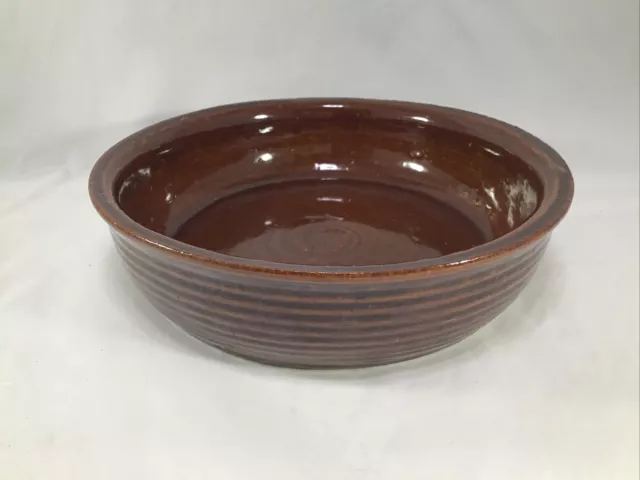 Zanesville Stoneware Pottery Bowl Planter Stoneage Modern Homespun #9008 Brown