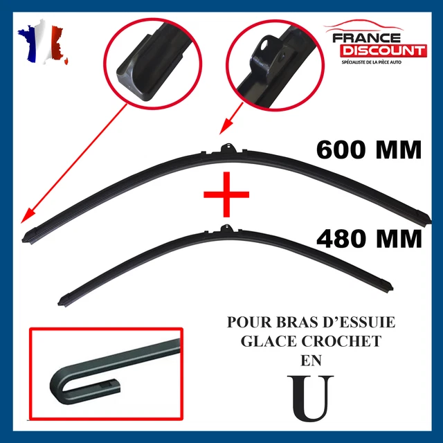 Balais D'essuie-glace Plats Avant 600 + 480 Mm Pour BMW Série 3 E46 Et Autres Modèles - Compatible Multi-marques | Partsline