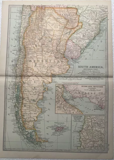 Encyclopaedia Britannica Map 1903 South America Southern Part