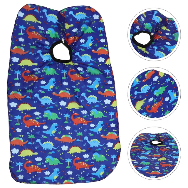 1 juego Kids Barber Cape con cuello Duster pincel dibujos animados corte de pelo capa corte de pelo