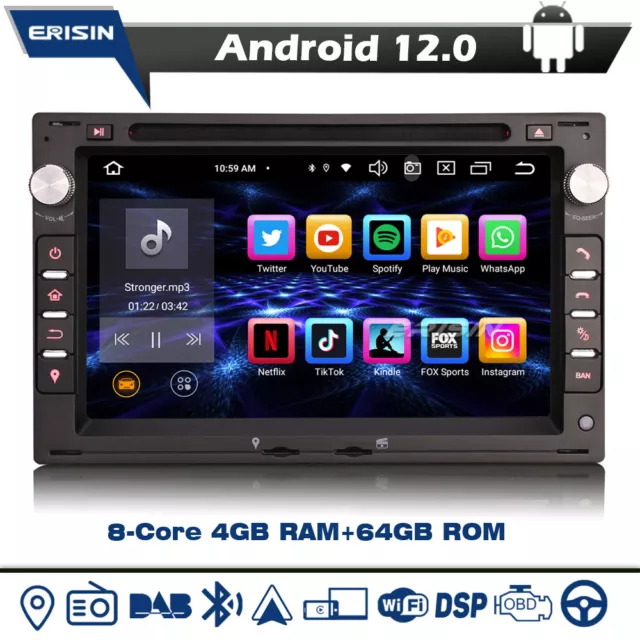 8-Core Android 12 Navi Autoradio Pour VW Passat Golf 4 Skoda SEAT Carplay 4+64Go