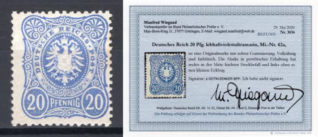 Deutsches Reich 42a 42Ia postfrisch geprüft Befund Wiegand BPP ex 39-44 PFENNIG