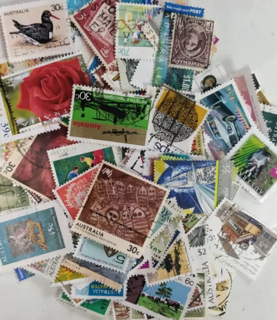 100 Used Stamps From Australia, Off Paper, All Different.