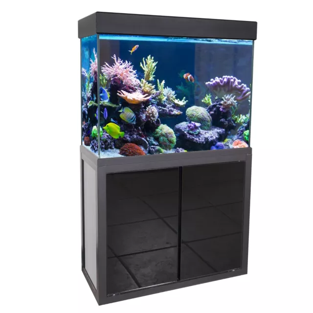 Aquarium 50 Gallon Tempered Glass with LED Light Complete Fish Tank Black