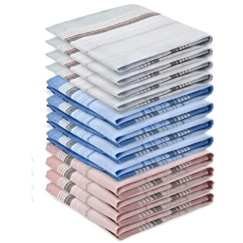 Lot de 12 mouchoirs en coton pour homme - 40 x 40 cm - Pour homme et femme - Gra