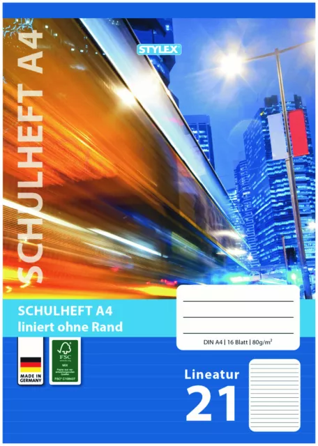 3 X Schulhefte Lineatur 21 A4 je 16 Blatt Schulheft liniert ohne Rand!