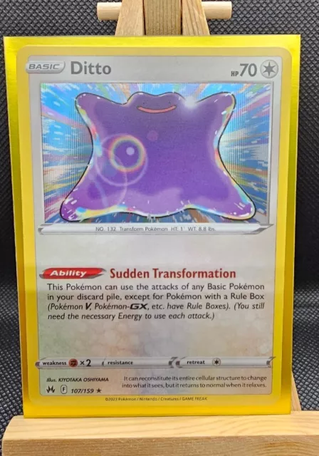  Pokemon - Ditto 107/159 - Crown Zenith - Holo Rare Card : Toys  & Games