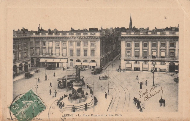 CPA 51 REIMS La Place Royale et la Rue Ceres
