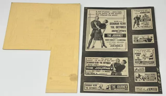 1959 Yul Brynner Deborah Kerr The Journey Movie Theater Ad Mat Print Mold Sheet