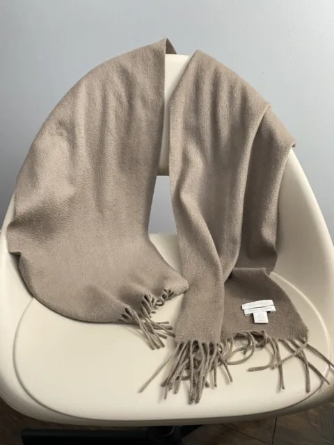Charter Club Luxury 100% Cashmere Taupe Scarf Unisex Fringe Soft 62x12in