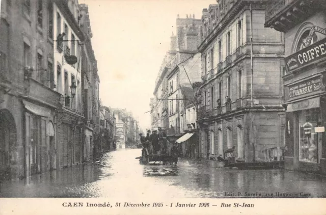 Cpa 14 Caen Flood Rue Saint Jean