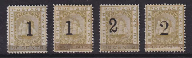 British Guiana. 1881. SG 149-151 Surcharges. 1 + 2 on 96c. Mounted mint.