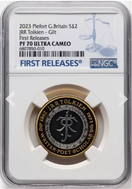 NGC PF70 JRR Tolkien 2023 50 aniversario El Señor de los Anillos, G Gran Bretaña PIEFORT PLATA 2