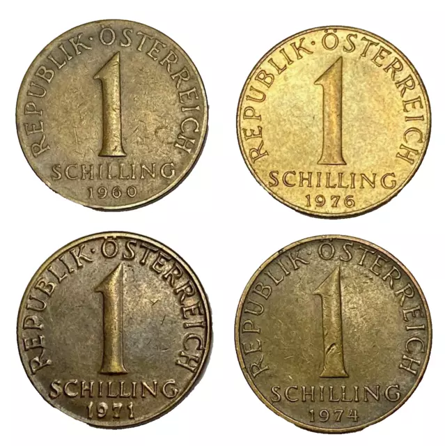 Job lot of 4 Austrian Schilling coins in High Grade - years 1960 1971 1974 1976