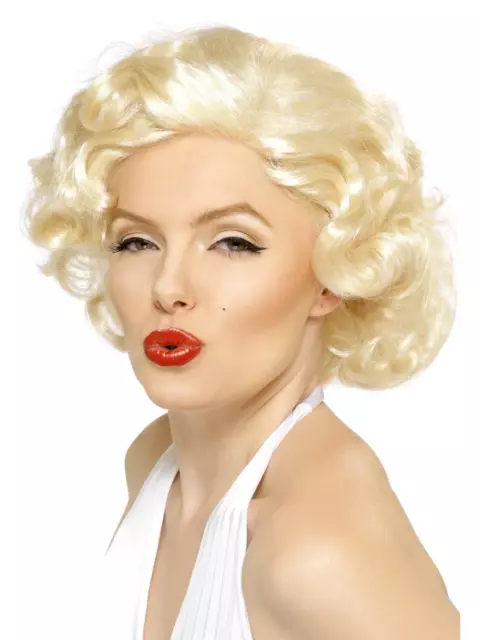 Marilyn Monroe Perruque Blonde Tissu Dur Hollywood Starlet Femme Déguisement New