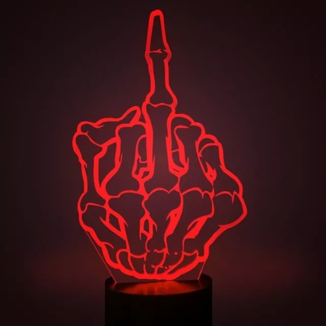 7 Color Changing Middle Finger 3D LED illusion Night Light Desk Table Lamp Decor