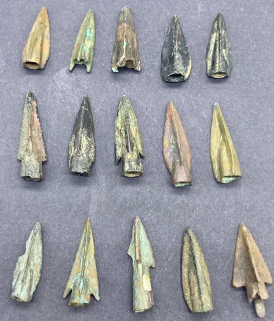 Lot Of 15 Pics Ancient Roman Bronze Arrow Heads C.1st Century AD