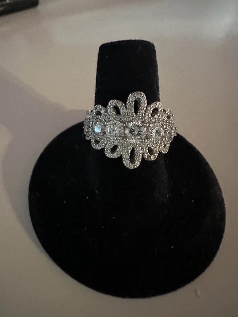 Diamonique Enlightened Royal Lace Sterling Silveer 925 Ring Size 7