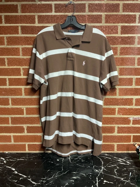 Vintage LARGE RALPH LAUREN POLO short sleeve Dress SHIRT button up vtg brown
