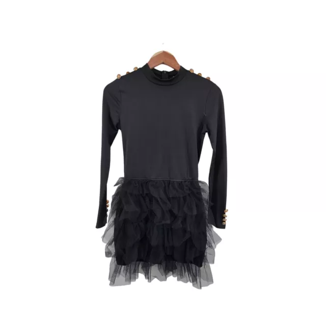 CBR Long Sleeved Ruffle Dress Small Black