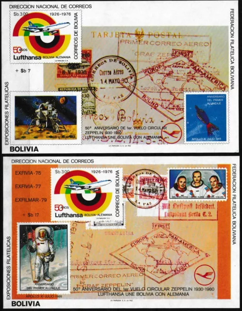 Bolivien - Zeppelin-Südamerikafahrt Block 104+105 postfrisch 1980