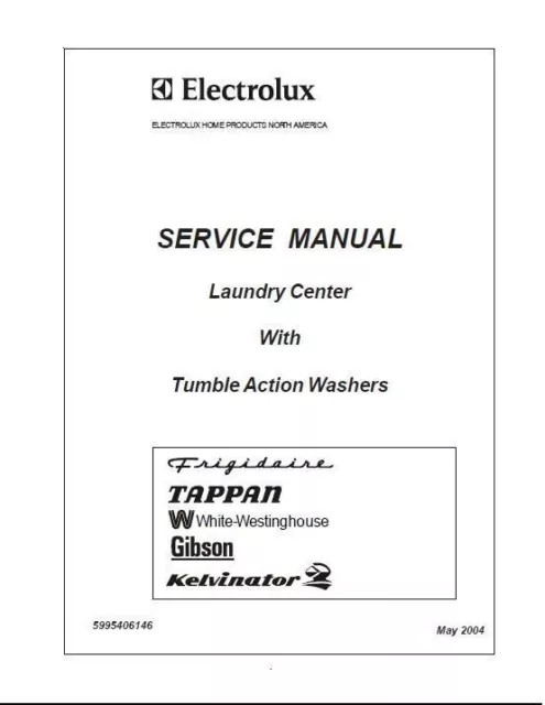 Repair Manual: Electrolux Washers (choice of 1 manual, see below for models)