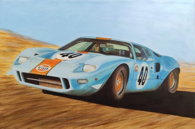 Ford GT40 vs Ferrari - Quadro ad olio su tela