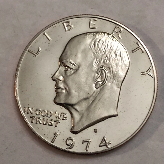 1974-S clad PROOF Eisenhower IKE dollar. (you get exact coin shown) #1